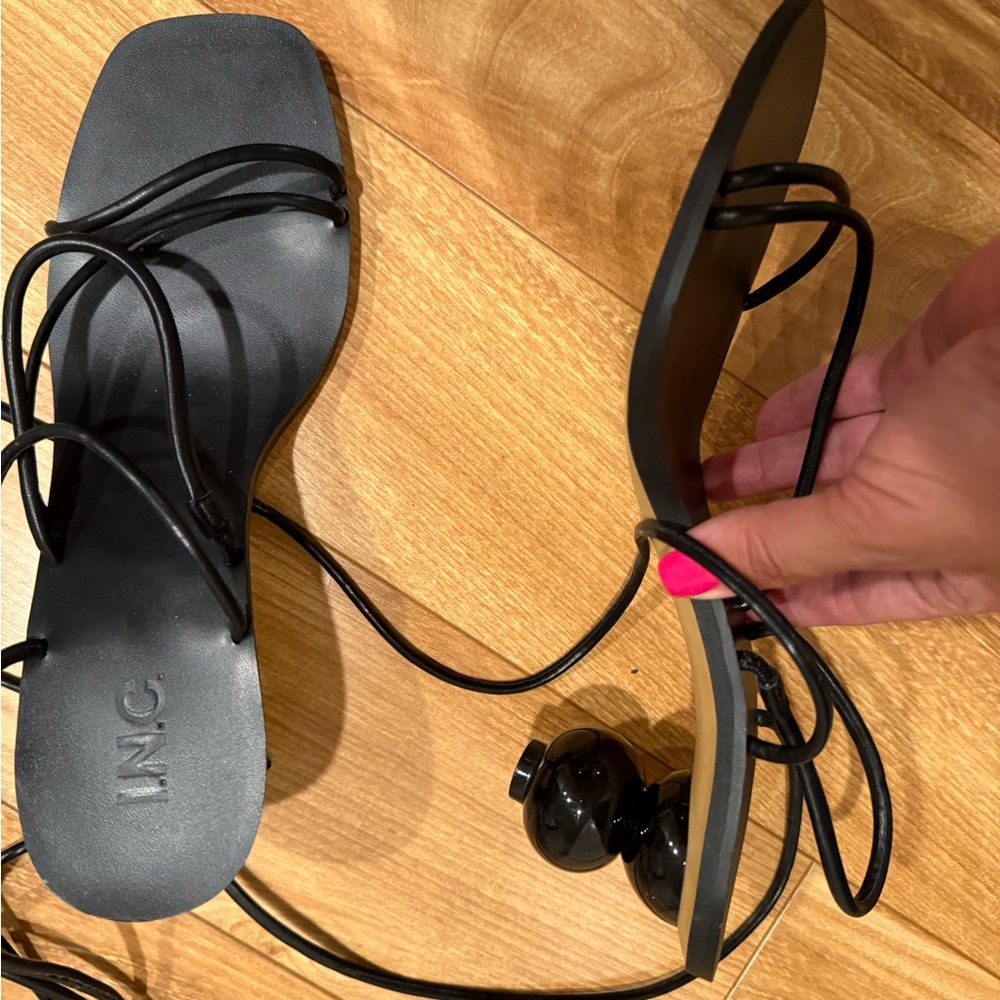 INC International Concepts Black Strappy Sandals